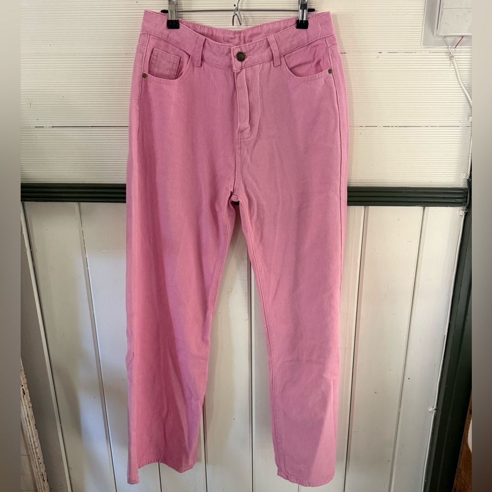 Pink High Rise Straight Leg Jeans Lightweight Denim Size M- NWOT